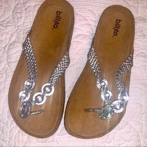 Billito 7 silver bling sandals, comfort NWOT